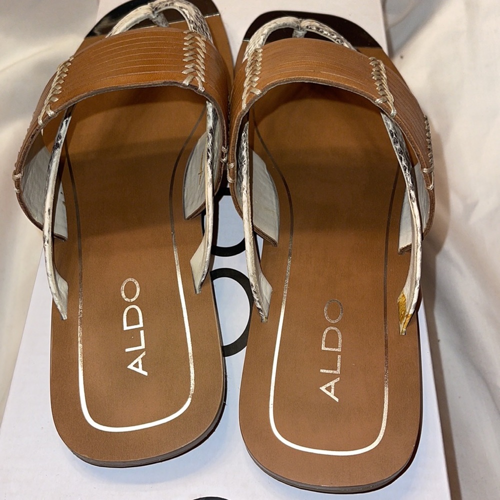 Aldo Snakeskin and Tan Leather Sandals Size 7.5 - Picture 7 of 7